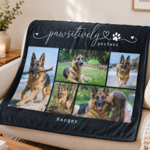 Pawsitively Perfect Black Pet Five Photo Keepsake Fleece Blanket