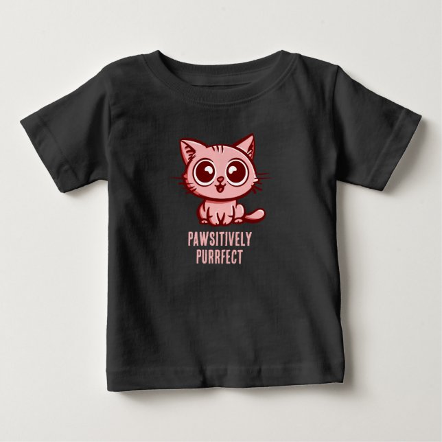 Pawsitively Purrfect, Beautiful Manga Kitten Baby T-Shirt (Front)