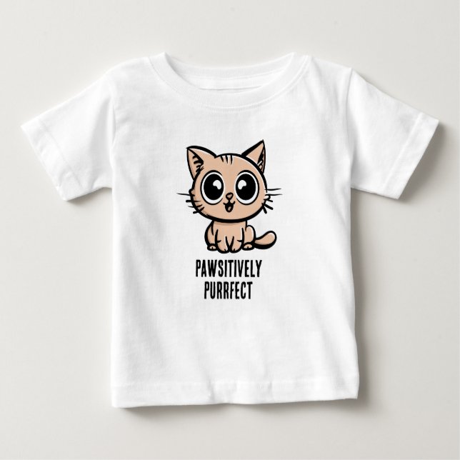 Pawsitively Purrfect, Beautiful Manga Kitten Baby T-Shirt (Front)
