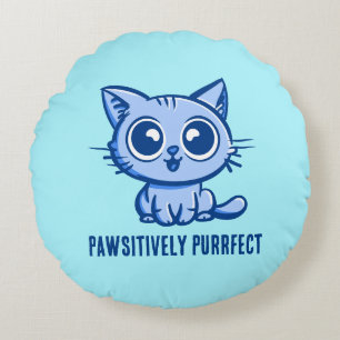 Pawsitively Purrfect, Beautiful Manga Kitten Round Cushion