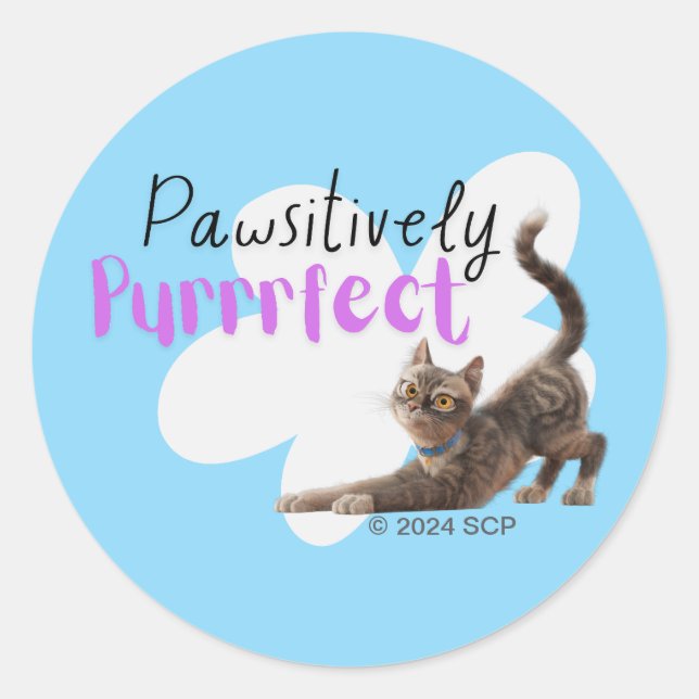 Pawsitively Purrrfect Classic Round Sticker (Front)
