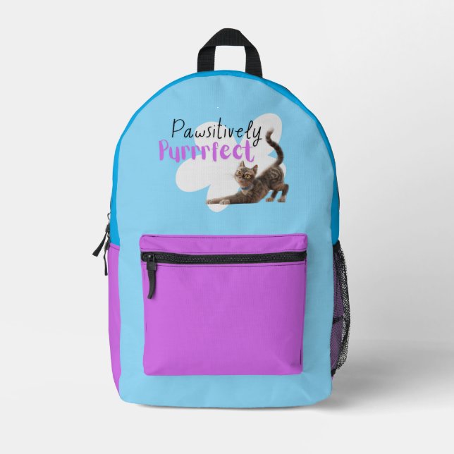 Pawsitively Purrrfect Printed Backpack (Front)