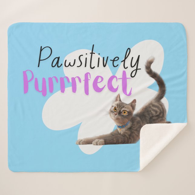 Pawsitively Purrrfect Sherpa Blanket (Front (Horizontal))