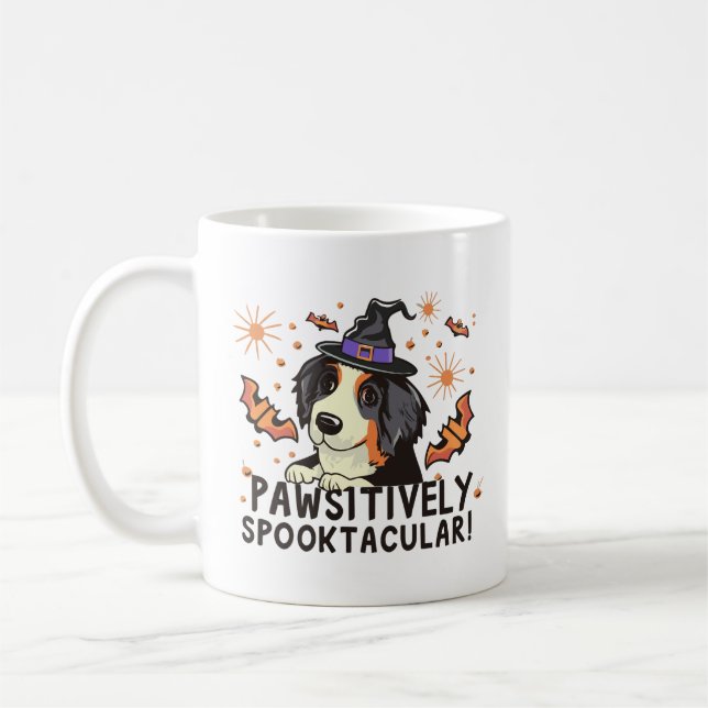Pawsitively Spooktacular! - Halloween Bernese Dog Coffee Mug (Left)