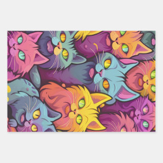 Pawsitively Stylish: Street Cats Pattern Wrapping Paper Sheet