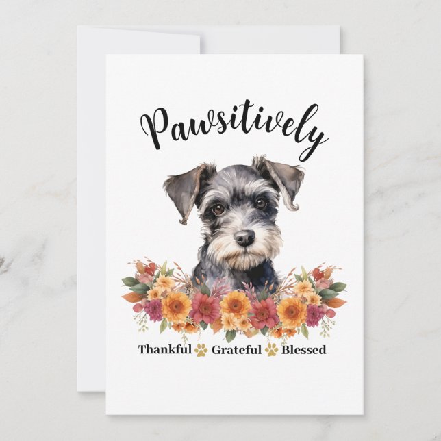 Pawsitively Thankful Grateful Blessed Cute Dog Card (Front)