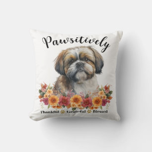 Pawsitively Thankful Grateful Blessed Cute Dog Cushion