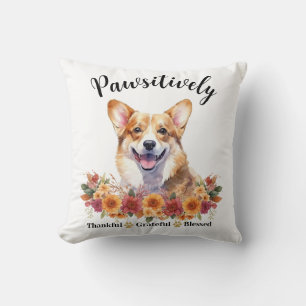 Pawsitively Thankful Grateful Blessed Cute Dog Cushion