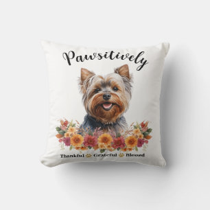 Pawsitively Thankful Grateful Blessed Cute Dog Cushion