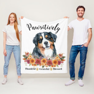 Pawsitively Thankful Grateful Blessed Cute Dog Fleece Blanket