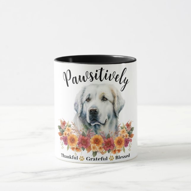 Pawsitively Thankful Grateful Blessed Cute Dog Mug (Center)