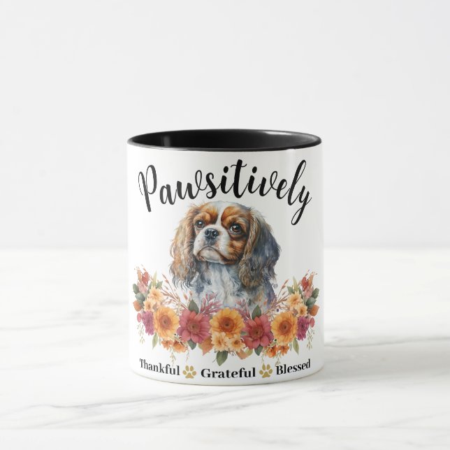 Pawsitively Thankful Grateful Blessed Cute Dog Mug (Center)