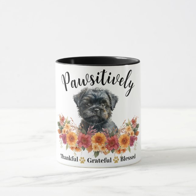 Pawsitively Thankful Grateful Blessed Cute Dog Mug (Center)