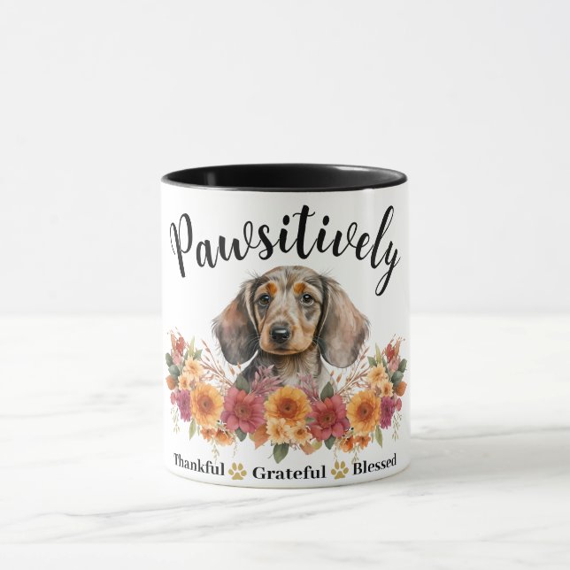 Pawsitively Thankful Grateful Blessed Cute Dog Mug (Center)