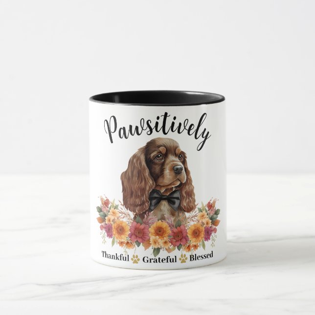 Pawsitively Thankful Grateful Blessed Cute Dog Mug (Center)