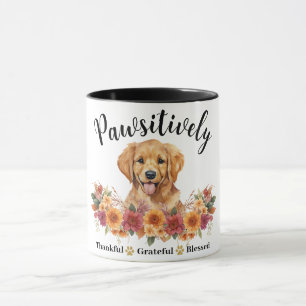 Pawsitively Thankful Grateful Blessed Cute Dog Mug