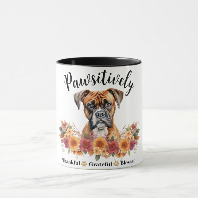 Pawsitively Thankful Grateful Blessed Cute Dog Mug (Center)