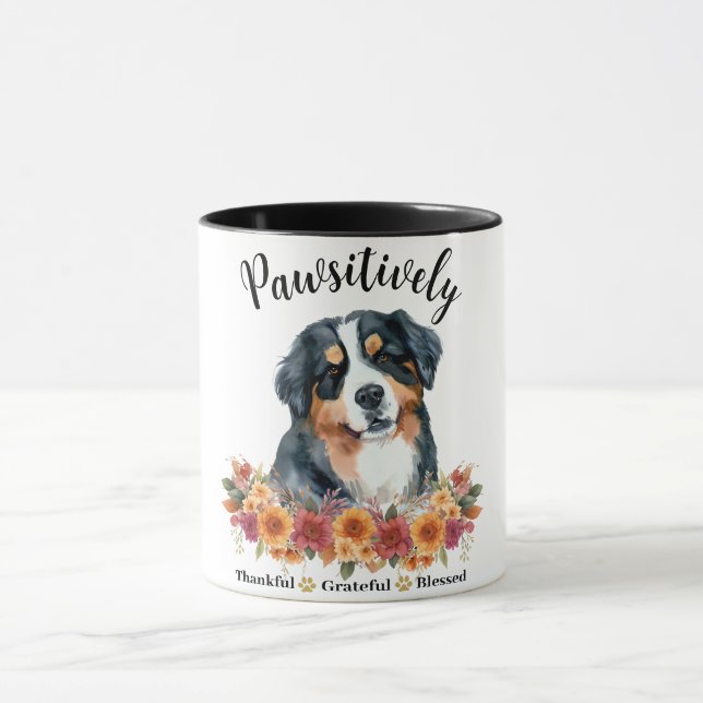 Pawsitively Thankful Grateful Blessed Cute Dog Mug (Center)