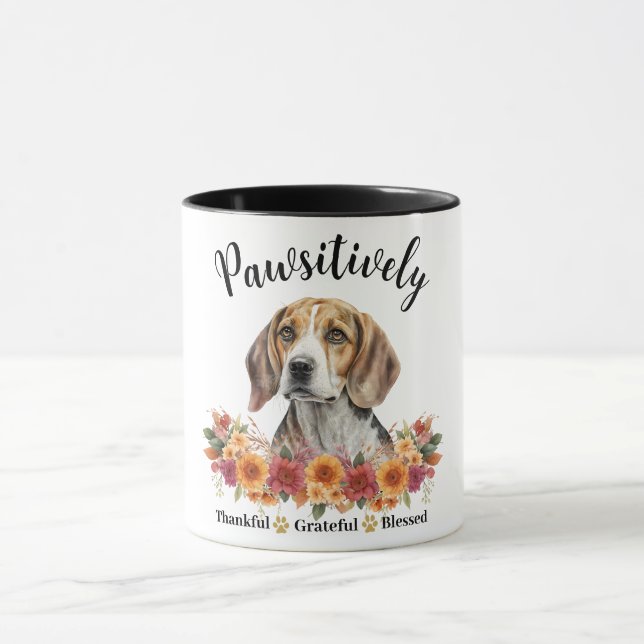 Pawsitively Thankful Grateful Blessed Cute Dog Mug (Center)