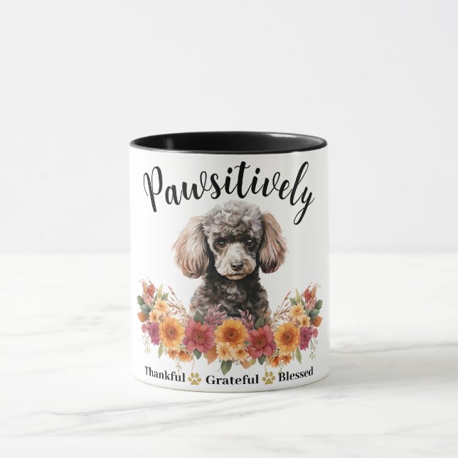 Pawsitively Thankful Grateful Blessed Cute Dog Mug (Center)