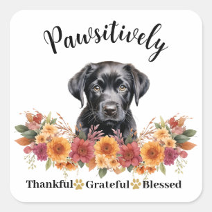Pawsitively Thankful Grateful Blessed Cute Dog Square Sticker