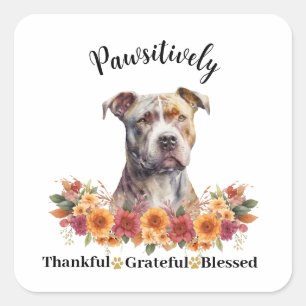 Pawsitively Thankful Grateful Blessed Cute Dog Square Sticker