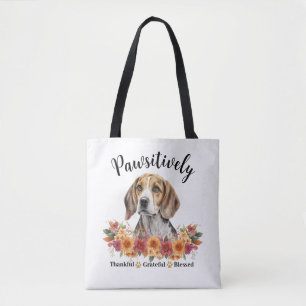 Pawsitively Thankful Grateful Blessed Cute Dog Tote Bag