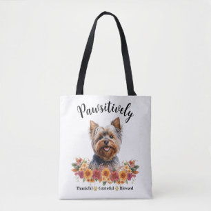 Pawsitively Thankful Grateful Blessed Cute Dog Tote Bag