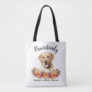 Pawsitively Thankful Grateful Blessed Cute Dog Tote Bag