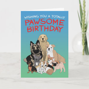 Pawsome Birthday Card, Awesome Card