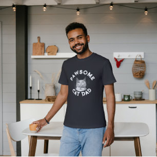 Pawsome Cat Dad - Personalizable Cat Photo T-Shirt