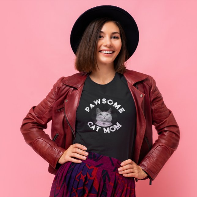 Pawsome Cat Mum - Personalizable Cat Photo T-Shirt (Creator Uploaded)