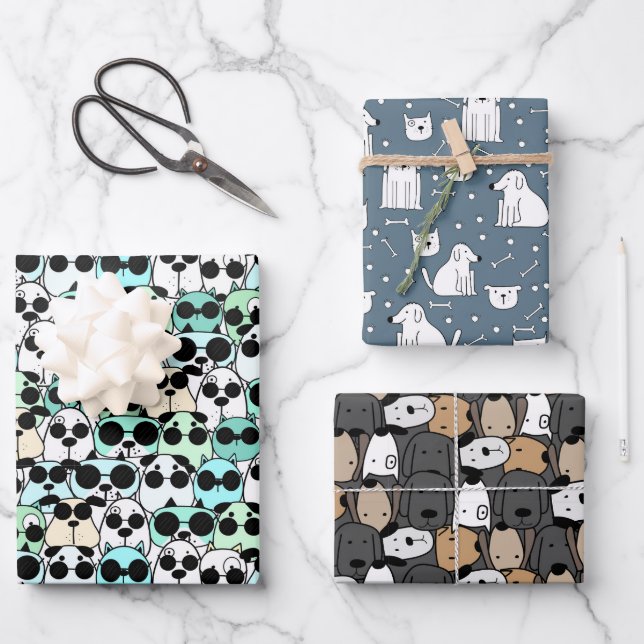 Pawsome Dogs Parade Wrapping Paper Sheet (Front)