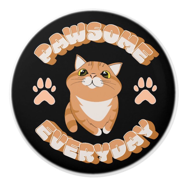 Pawsome everyday ceramic knob (Front)