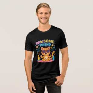 Pawsome Friend Because Every Cat Deserves Love Tri-Blend Shirt
