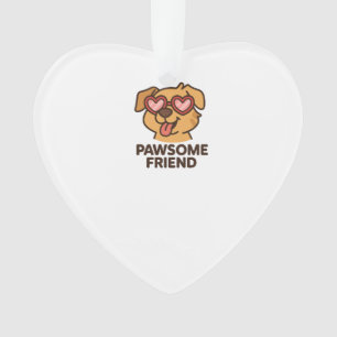 Pawsome Friend Cool Dog with Heart Glasses Ornament