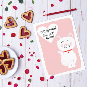 Pawsome Friend Kitty Cat Galentine's Day Greeting Holiday Card