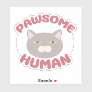 Pawsome Human Funny Cat Head Cartoon Design