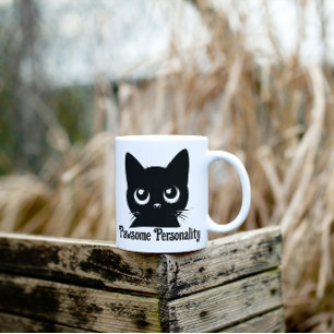 Pawsome Personality Cat Design Coffee Mug