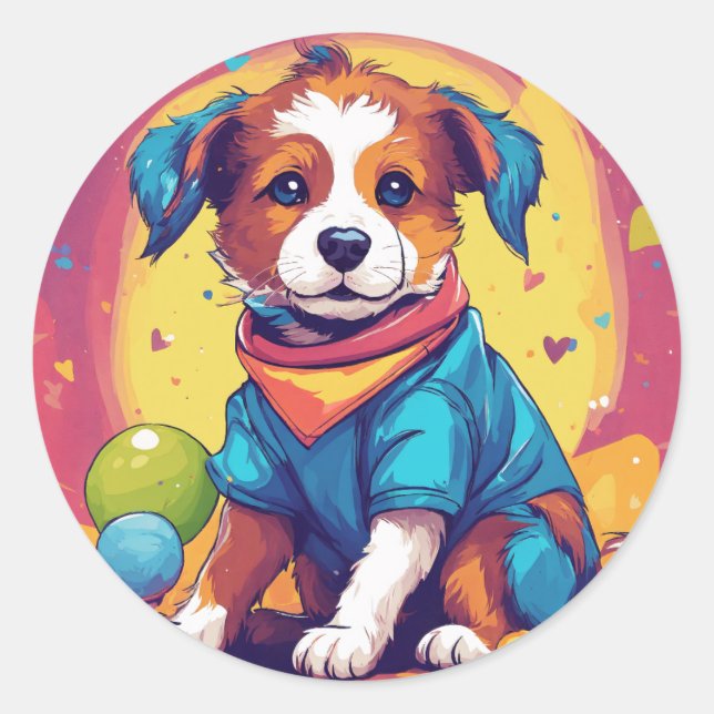 Pawsome Pup: Playful Dog Sticker (Front)