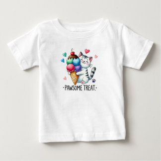 Pawsome Treat, Ice Cream Cat, Cute Kitten Art Baby T-Shirt