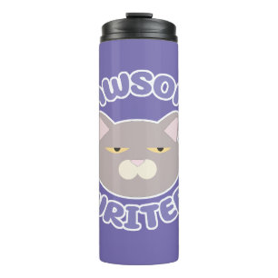  Pawsome Writer Fun Kitty Character Design Thermal Tumbler