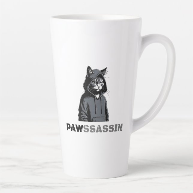PAWSSASSIN Latte Mug – Hood Cat Energy (Right)