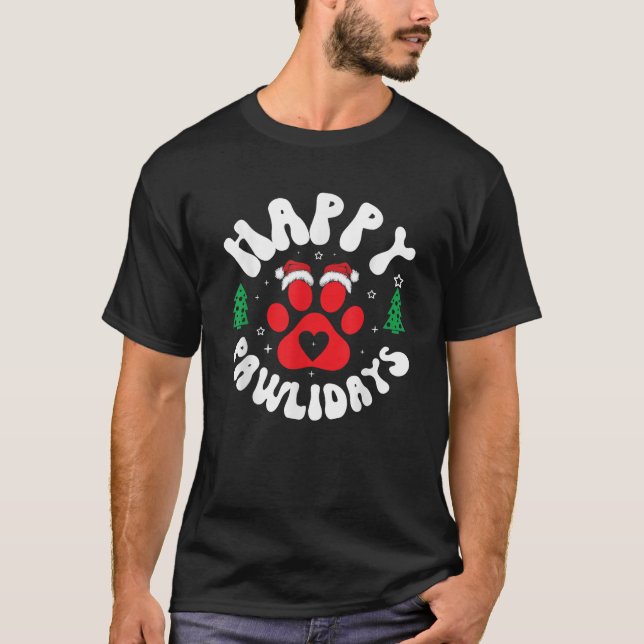 Pawtastic Pets Apparel Unisex Adults Happy Pawlida T-Shirt (Front)
