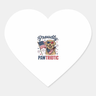 Pawtriotic Dog Patriotic Vintage Shirt Design_1 Heart Sticker