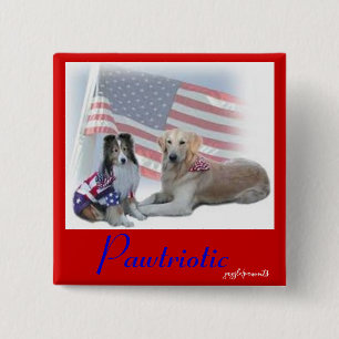 Pawtriotic dogs 15 cm square badge