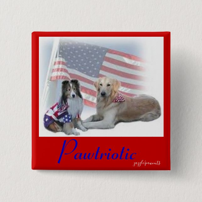 Pawtriotic dogs 15 cm square badge (Front)