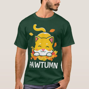 Pawtumn Cat Pun Autumn Fall Leaves Cute Animal Pet T-Shirt