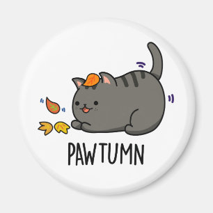 Pawtumn cute Autumn Kitty Cat Pun  Magnet