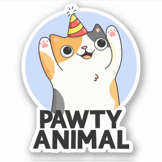 Pawty Animal Funny Party Cat Pun  (Front)